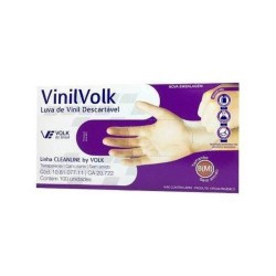 Luva Vinil Volk S/ Talco Tam M C/ 100 Un