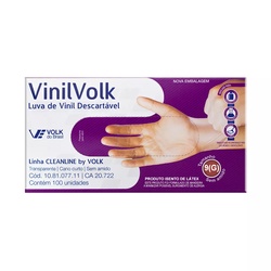 Luva Vinil Volk S/ Talco Tam G C/ 100 Un