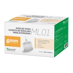 Agulha Desc 6mmx0,25mm 31g P/caneta P/insulina C/100 - Medle